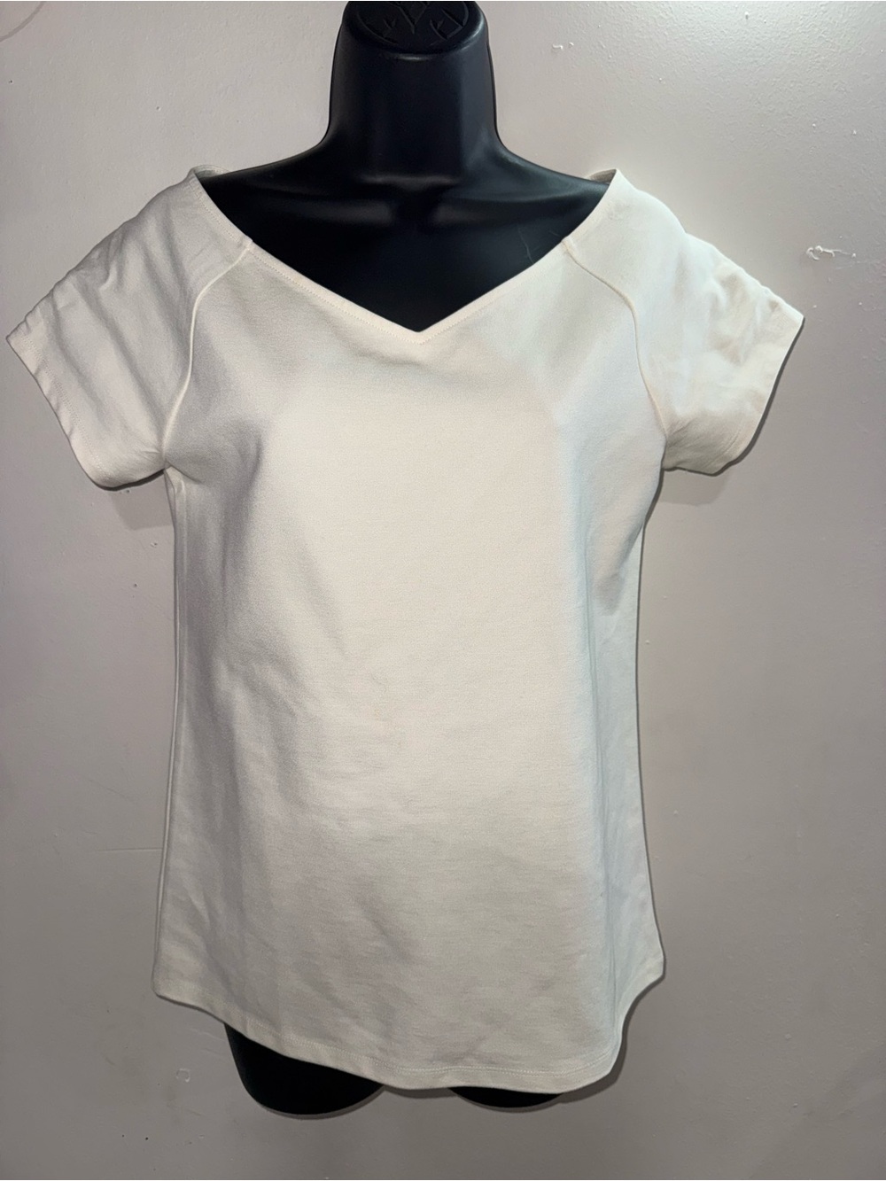 Ann Taylor White V-Neck Short Sleeve Tee